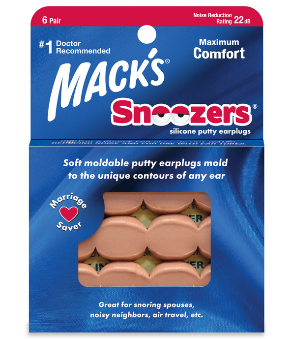 Protetor Auricular Macks Snoozers - Silicone Moldáveis - (6 Pares + Case) - 22Dbs