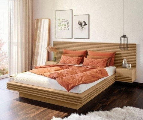 Cama Casal/Queen com Cabeceira e Mesa de Apoio